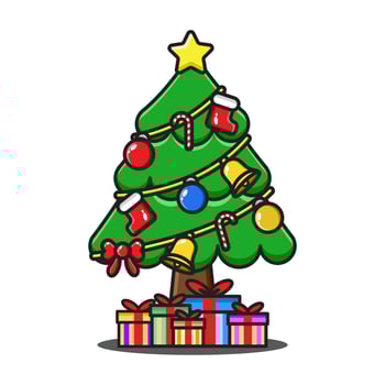 christmas tree cartoon with gift element design vector
