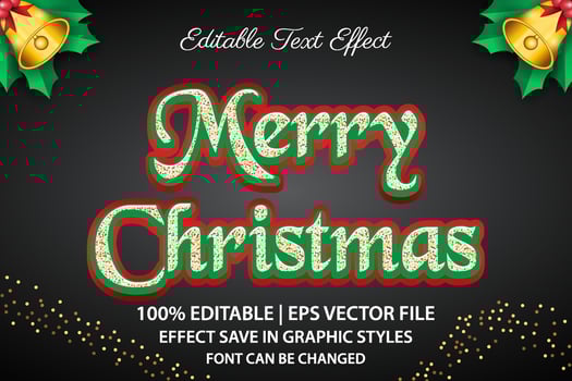merry christmas editable text effect 3d style vector