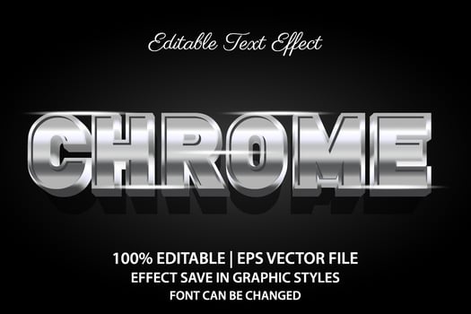 chrome 3d editable text effect vector