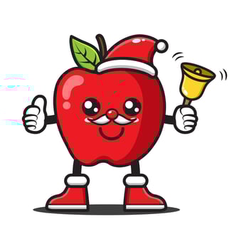 cute cartoon apple celebrating christmas vector