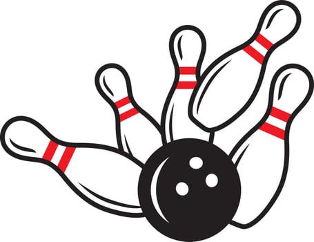 Bowling pins and ball vector