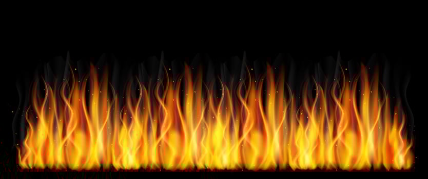 Realistic fire flames, vector. vector