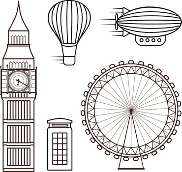 London famous buildings and other graphic elements set vector