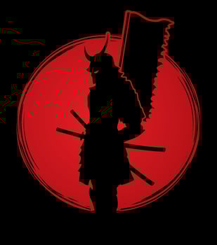 Shadow Samurai Warrior on Sunlight vector