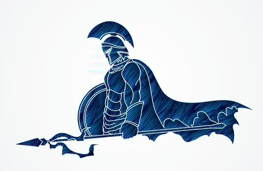 Spartan Warrior with Spear and Shield vector