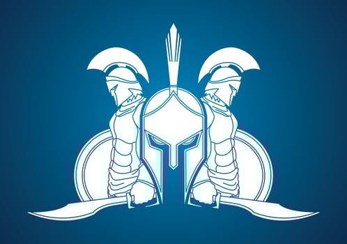 Spartan Warrior with Sword and Shield vector