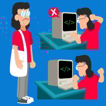 mullet hipster hacker or programmer illustration vector
