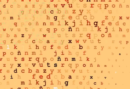Light red, yellow vector texture with ABC characters.