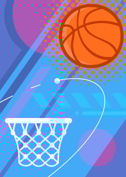 Poster with basketball elements. vector