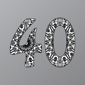 Number 40 with Mandala. decorative ornament in ethnic oriental style. coloring book page vector
