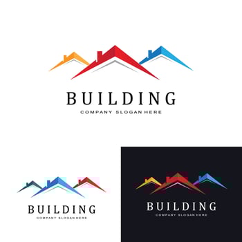 Urban building construction logo icon symbol, house, apartment, city view vector