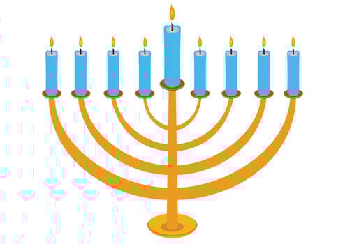 Vector Hanukkah Candela isolated on white background. Happy Hanukkah