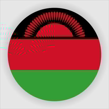Malawi Flat Rounded National Flag Icon Vector