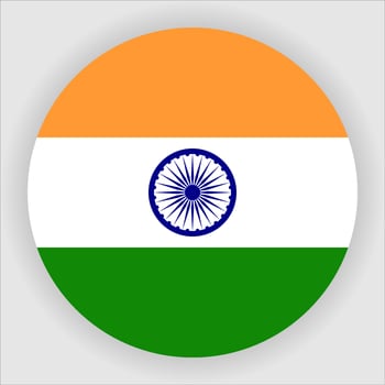India Flat Rounded National Flag Icon Vector