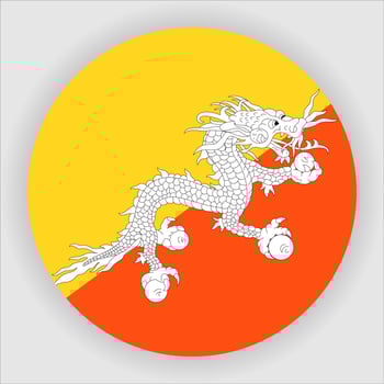 Bhutan Flat Rounded National Flag Icon Vector