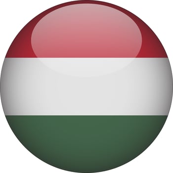 Hungary 3D Rounded National Flag Button Icon Illustration vector