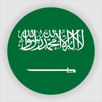 Saudi Arabia Flat Rounded National Flag Icon Vector