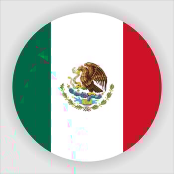Mexico Flat Rounded National Flag Icon Vector