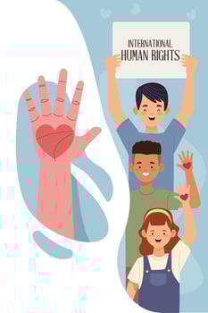 human rights interracial activists vector
