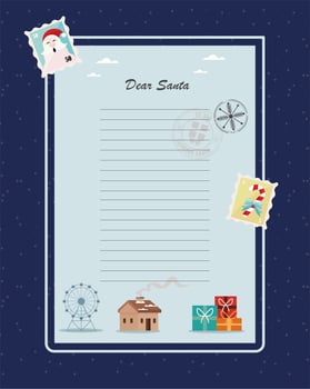 santa letter with stamps vector