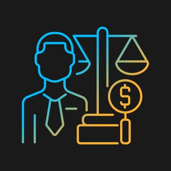 Financial examiner gradient vector icon for dark theme. Finance examination specialist. Law compliance expert. Thin line color symbol. Modern style pictogram. Vector isolated outline drawing