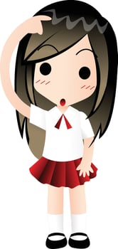 girl puzzled  cartoon vector clipart cute kawaii