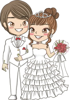 wedding couple together vector cartoon clipart