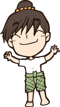 Thai boy vector cartoon clipart