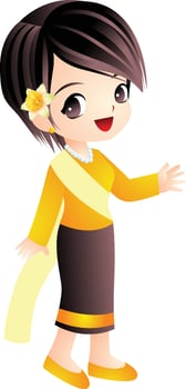 thaigirl cartoon vector clipart cute kawaii