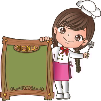 food menu chef food label vector cartoon clipart