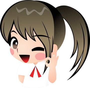 girl OK cartoon vector clipart cute kawaii