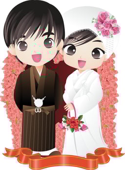 wedding couple together vector cartoon clipart