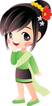 girl cartoon vector clipart cute kawaii