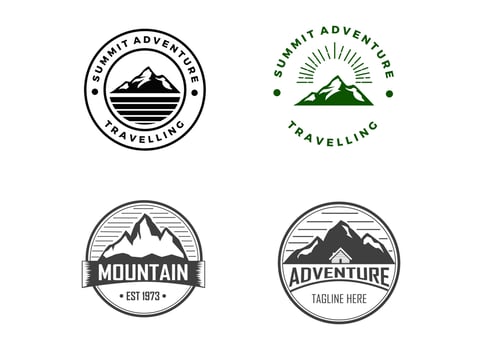 The vintage mountain adventure logo bundles design template. vector