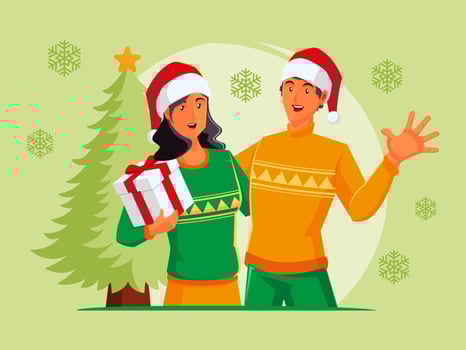 Couple celebrating Christmas vector