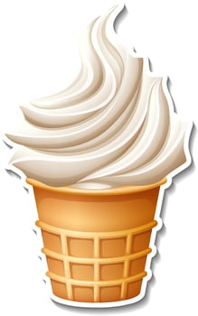 Vanilla ice cream cone vector