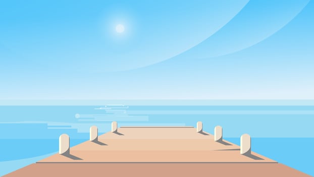 Sea pier on sunny day. vector