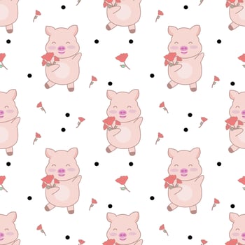 cute pig seamless pattern Creative for texture for fabric, wrapping, textile, wallpaper, apparel. Vector illustration background.