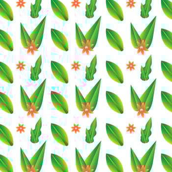 Tropical leaves seamless pattern cartoon background isolated vector illustration green botanical print flower
