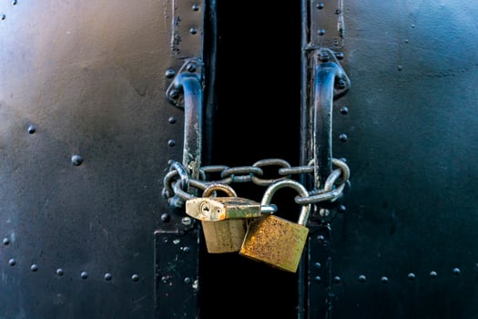 View at metallic locked door photo