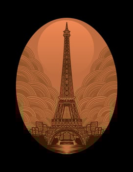 illustration retro eiffel tower with vintage style vector
