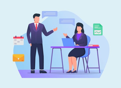 business partners team discussion between man and woman on office vector