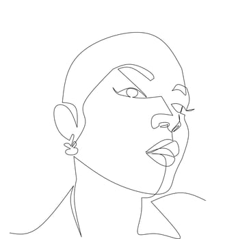 One line continue art skecth drawing of face human woman illustration background vector