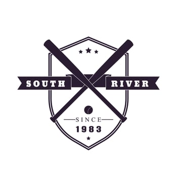 Vintage Baseball t-shirt design, crossed bats on shield vector