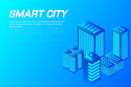 Isometric Future City. Real estate and construction industry concept vector