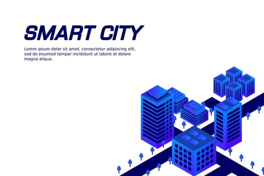 Isometric Future City. Real estate and construction industry concept vector
