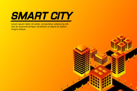 Isometric Future City. Real estate and construction industry concept vector