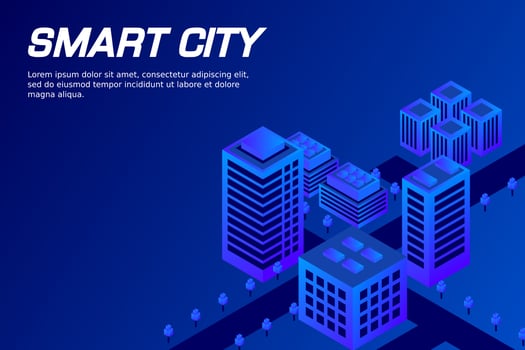 Isometric Future City. Real estate and construction industry concept vector