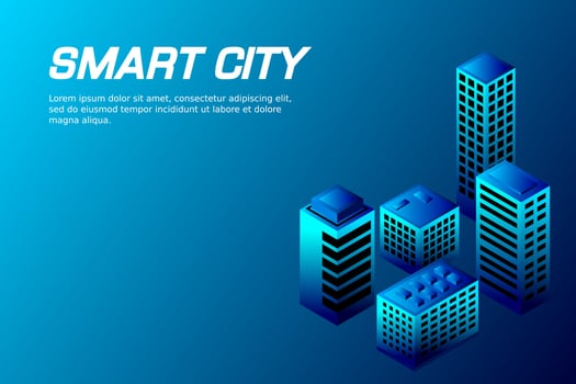 Isometric Future City. Real estate and construction industry concept vector