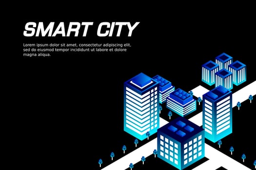 Isometric Future City. Real estate and construction industry concept vector